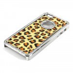 Wholesale iPhone 5 5S  Leopard Diamond Chrome Case (Yellow)